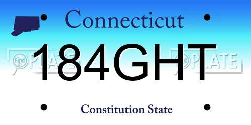 184GHT Connecticut License Plate