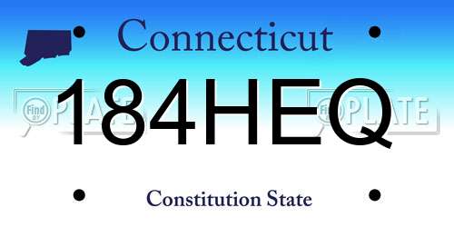 184HEQ Connecticut License Plate