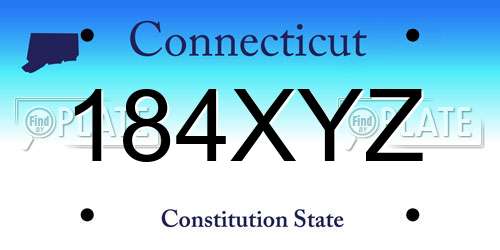 184XYZ Connecticut License Plate