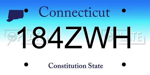 184ZWH Connecticut License Plate