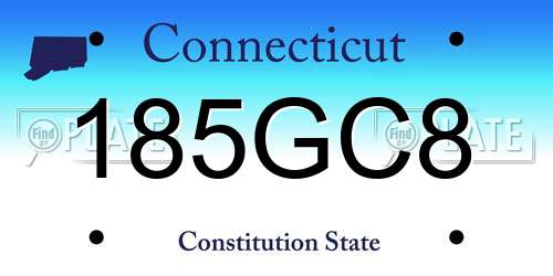 185GC8 Connecticut License Plate