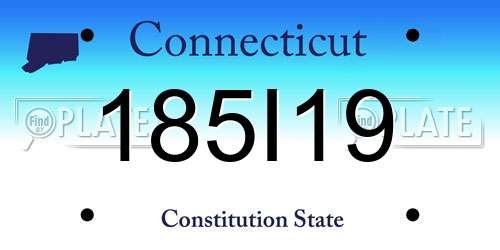 185I19 Connecticut License Plate