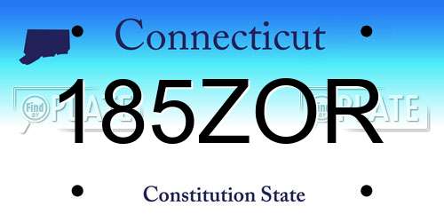 185ZOR Connecticut License Plate