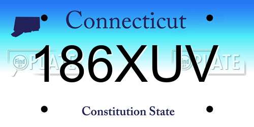 186XUV Connecticut License Plate