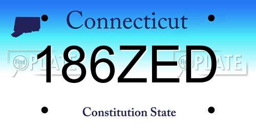 186ZED Connecticut License Plate