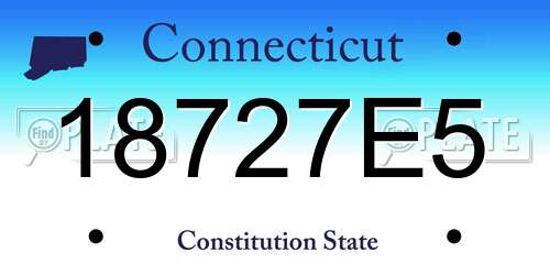 18727E5 Connecticut License Plate