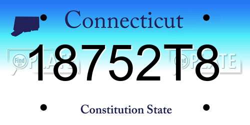 18752T8 Connecticut License Plate