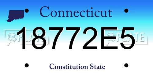 18772E5 Connecticut License Plate