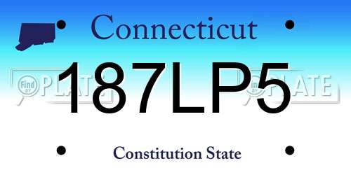 187LP5 Connecticut License Plate