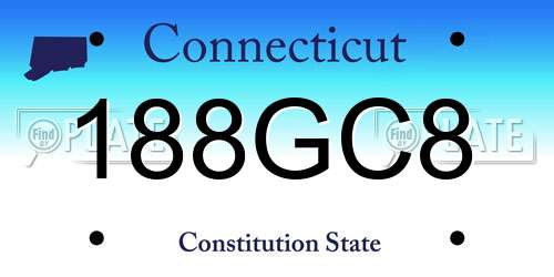 188GC8 Connecticut License Plate