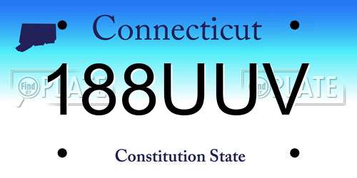 188UUV Connecticut License Plate