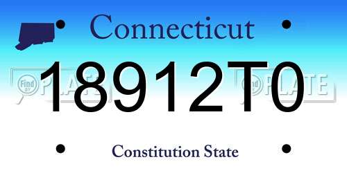 18912T0 Connecticut License Plate