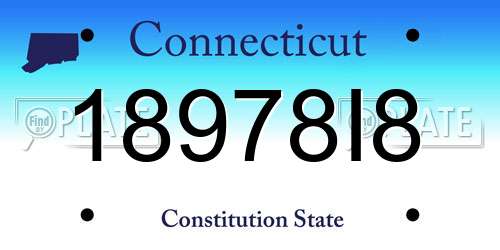 18978I8 Connecticut License Plate