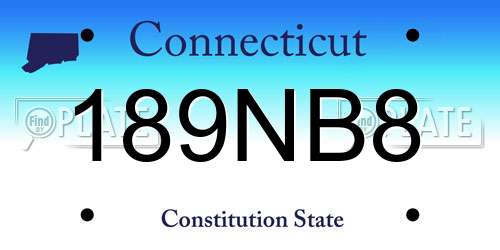 189NB8 Connecticut License Plate