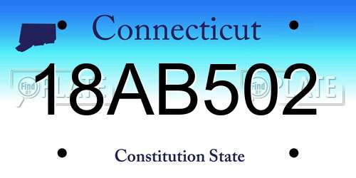 18AB502 Connecticut License Plate
