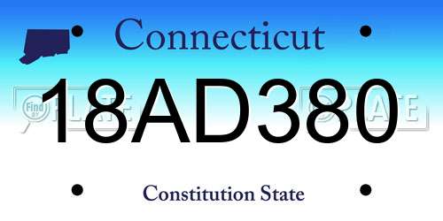 18AD380 Connecticut License Plate
