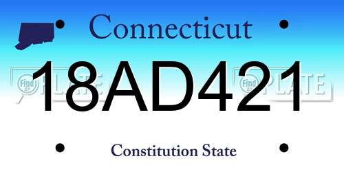 18AD421 Connecticut License Plate