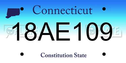 18AE109 Connecticut License Plate