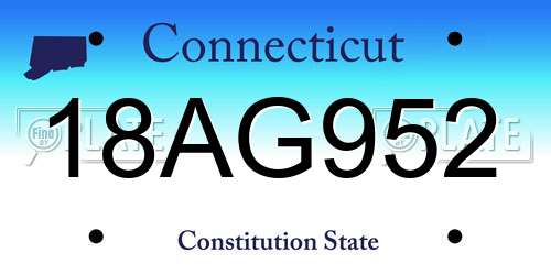 18AG952 Connecticut License Plate