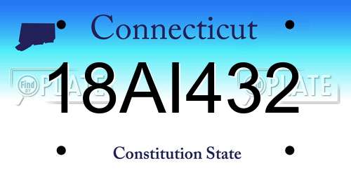 18AI432 Connecticut License Plate