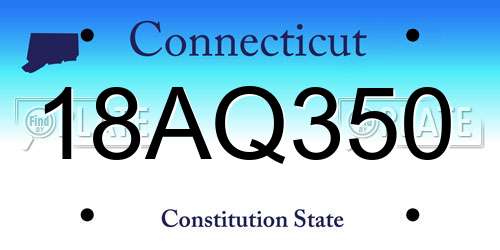 18AQ350 Connecticut License Plate
