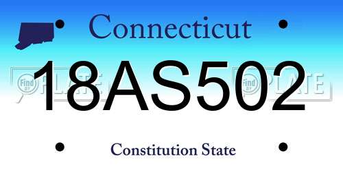 18AS502 Connecticut License Plate