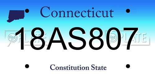 18AS807 Connecticut License Plate
