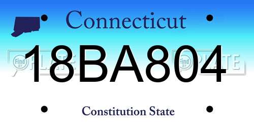 18BA804 Connecticut License Plate