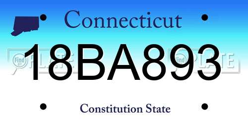 18BA893 Connecticut License Plate
