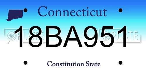 18BA951 Connecticut License Plate