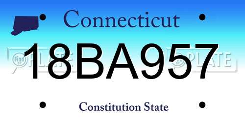 18BA957 Connecticut License Plate