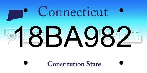 18BA982 Connecticut License Plate