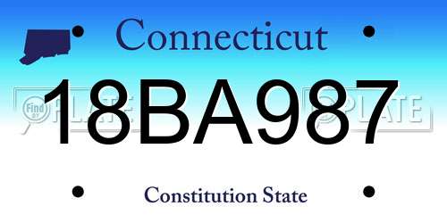 18BA987 Connecticut License Plate