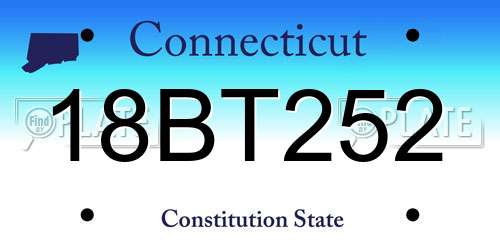18BT252 Connecticut License Plate