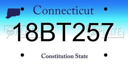 18BT257 Connecticut License Plate