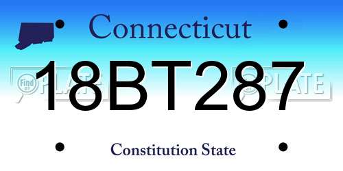 18BT287 Connecticut License Plate