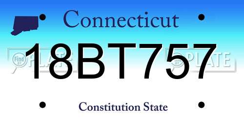 18BT757 Connecticut License Plate