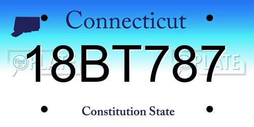 18BT787 Connecticut License Plate