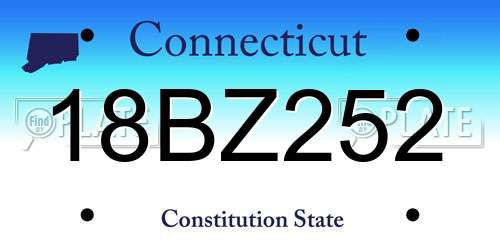 18BZ252 Connecticut License Plate
