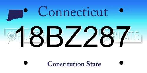 18BZ287 Connecticut License Plate