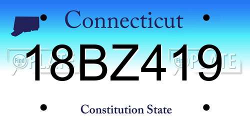 18BZ419 Connecticut License Plate