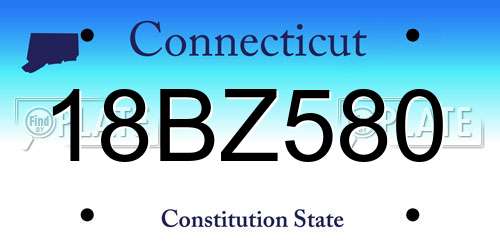 18BZ580 Connecticut License Plate