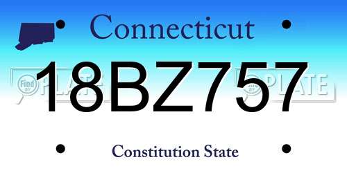 18BZ757 Connecticut License Plate