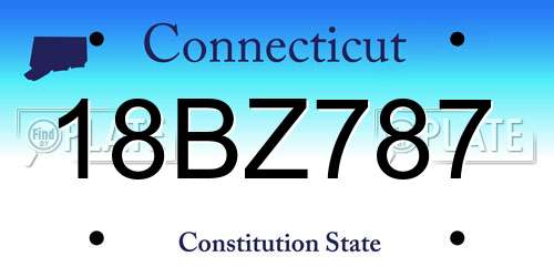 18BZ787 Connecticut License Plate