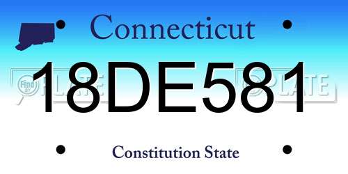 18DE581 Connecticut License Plate
