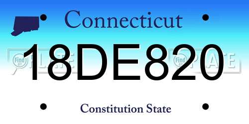 18DE820 Connecticut License Plate