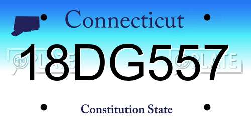 18DG557 Connecticut License Plate