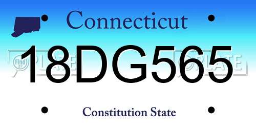 18DG565 Connecticut License Plate