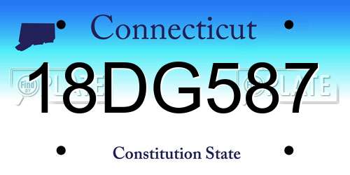 18DG587 Connecticut License Plate