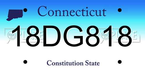 18DG818 Connecticut License Plate